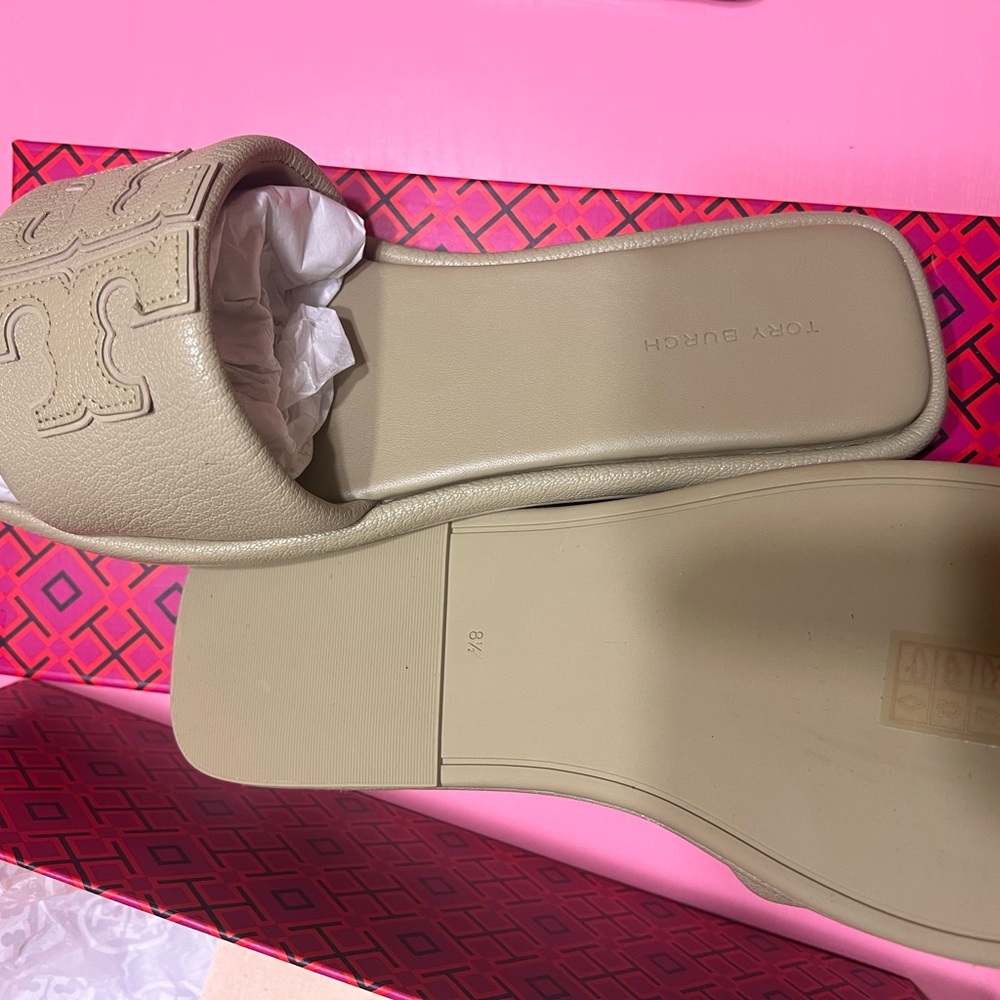Tory Burch: Double T Sport Slide Tumbled Leather